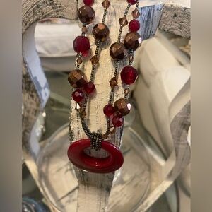 Red and Brown Beaded Necklace